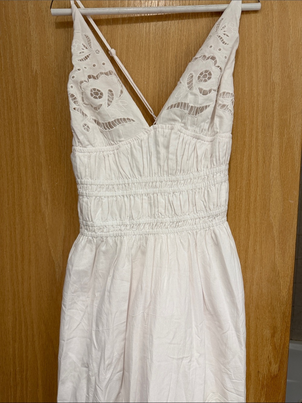 White Eyelet Maxi Sundress with Smocked Waist